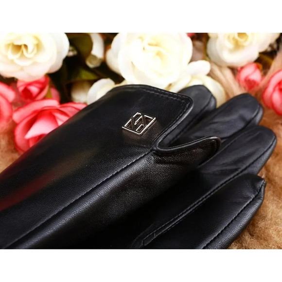 ❤️Women's Black Italian Leather Gloves Lambskin Winter Comfort Gloves - Picture 8 of 8